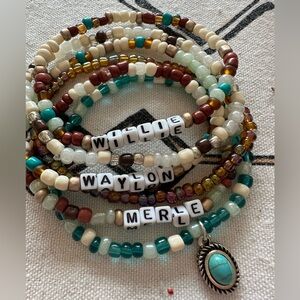 Beaded Bracelet Set with Turquoise Charm